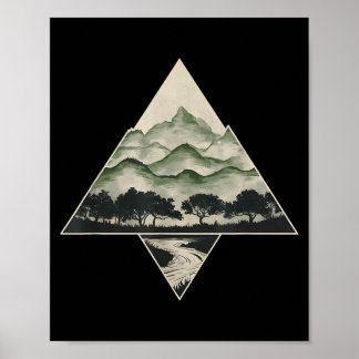 Retro Forest Trees Wildlife Nature Vintage Poster