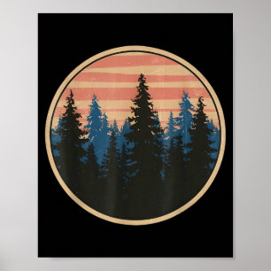 Retro Forest Trees Wildlife Nature Vintage Poster
