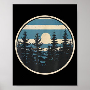 Retro Forest Trees Wildlife Nature Vintage Poster