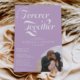 retro forever photo lavender rehearsal dinner invitation