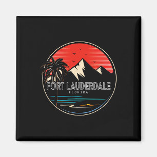 Retro Fort Lauderdale Beach Florida Wave Surfing  Magnet