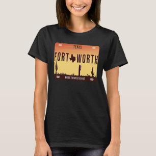 Retro Fort Worth Texas Map Souvenirs 70s Dessert L T-Shirt