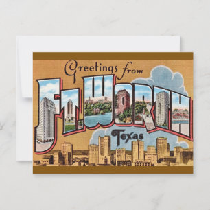 Retro Fort Worth TX Greeting Postcard