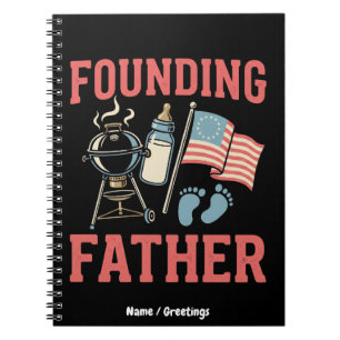  Retro Founding Father Pregnancy Announcement 4th Notebook