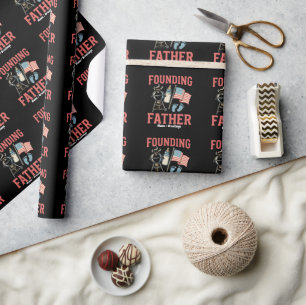Retro Founding Father Pregnancy Announcement 4th Wrapping Paper