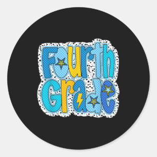 Retro Fourth Grade Back To School Boys Kids First Classic Round Sticker