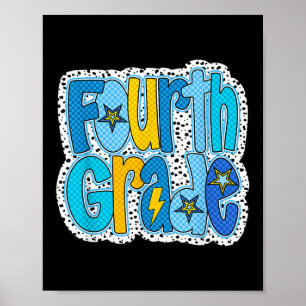 Retro Fourth Grade Back To School Boys Kids First  Poster