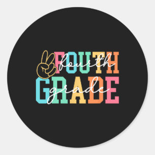 Retro Fourth Grade Preppy Back To School Teacher G Classic Round Sticker