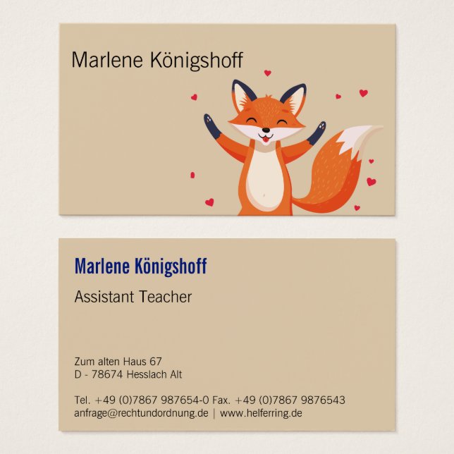 Retro Fox Assistant Teacher  (Front & Back)