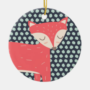 Retro Fox Ceramic Tree Decoration