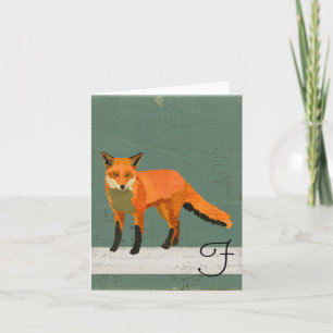 Retro Fox Monogram Notecard