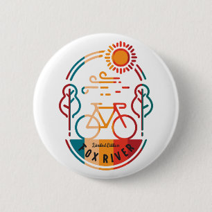 Retro Fox River Bike Trail T-Shirt 6 Cm Round Badge