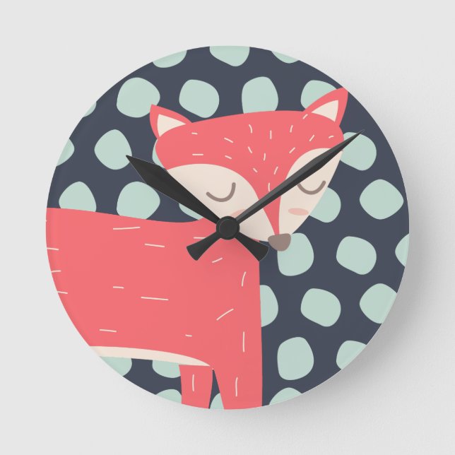 Retro Fox Round Clock (Front)