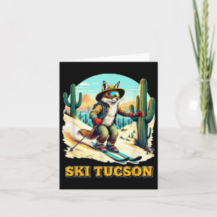 Retro Fox Skiing In Tucson Desert Adventure Ski Ar Card
