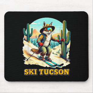 Retro Fox Skiing In Tucson Desert Adventure Ski Ar Mouse Pad