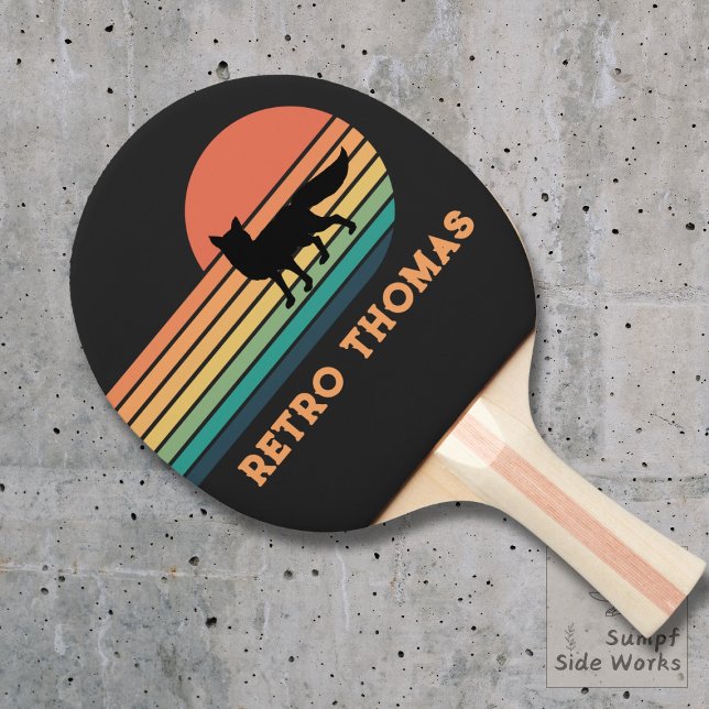Retro Fox with Name Ping Pong Paddle (Creator Uploaded)