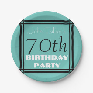 Retro Frame 70th birthday Party Paper Plate