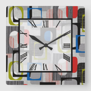 Retro Framed Grey Square Wall Clock