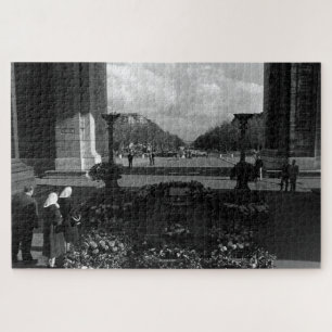 Retro France Paris Triumphal arch Unknown soldier Jigsaw Puzzle