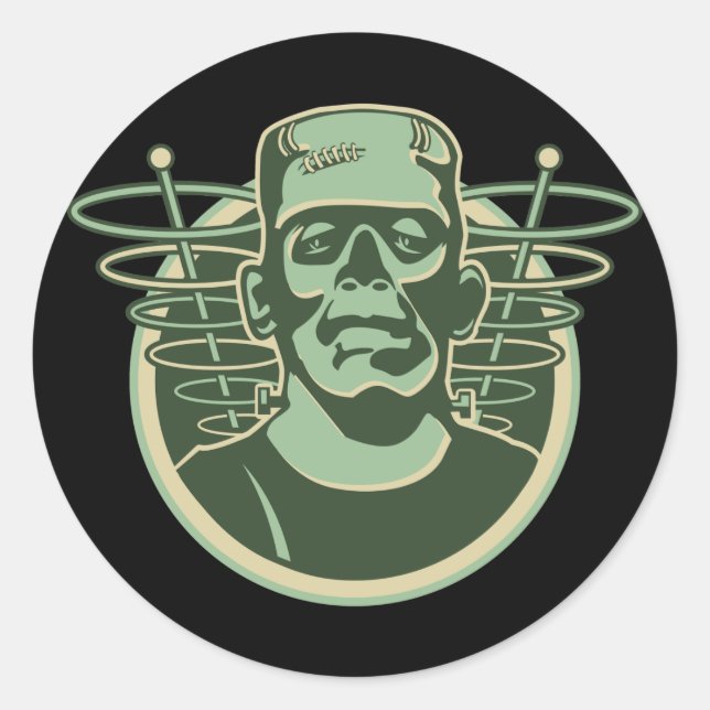 Retro Frankenstein Classic Round Sticker (Front)