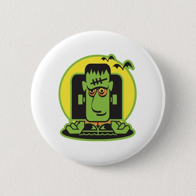 retro frankenstein design 6 cm round badge (Front)