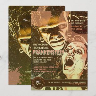 Retro Frankenstein Vintage Horror Invitation