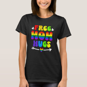 Retro Free Mum Hugs Rainbow LGBT Lesbian Gay Trans T-Shirt