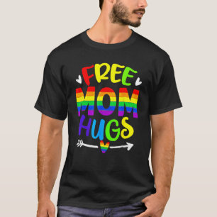 Retro Free Mum Hugs Rainbow LGBT Lesbian Gay Trans T-Shirt