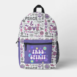 Retro Free Spirit  Printed Backpack