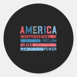 Retro Freedom Brave Independence Power 4th Of July Classic Round Sticker
