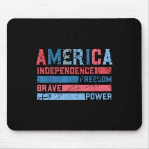 Retro Freedom Brave Independence Power 4th Of July Mouse Pad