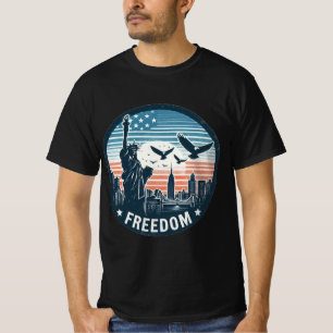 Retro Freedom: Statue of Liberty & Eagle T-Shirt