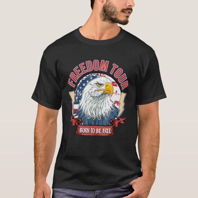 Retro Freedom Tour 1776 America 4th Of July Eagle  T-Shirt (Front)