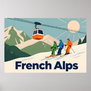 Retro French Alps Ski - Vintage 70s Poster