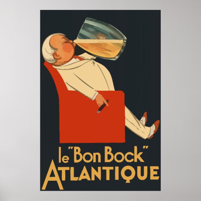 Retro French beer ad Le Bon Bock Poster (Front)