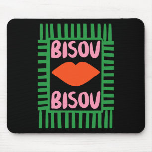 Retro French Bisous Paris Vacation Summer Vibes Mouse Pad
