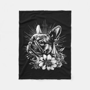Retro French Bulldog Dog Lover Tattoo Style _1  Fleece Blanket