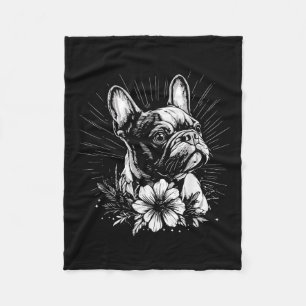 Retro French Bulldog Dog Lover Tattoo Style  Fleece Blanket