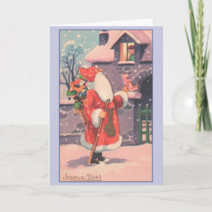 Retro French Joyeux Noël Christmas Card