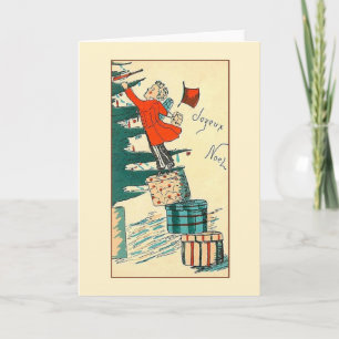 Retro French Merry Christmas Christmas Card