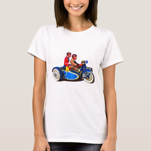 RETRO FRENCH MOTOROCYCLE + SIDECAR T-SHIRT (Front)