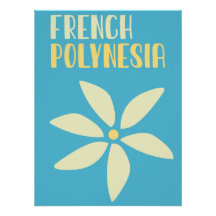 Retro French Polynesia Travel Preppy Poster