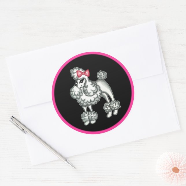 Retro French Poodle Stickers (Envelope)