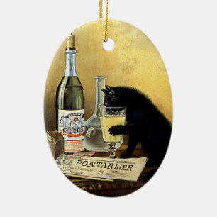 Retro french poster "absinthe bourgeois" ceramic tree decoration
