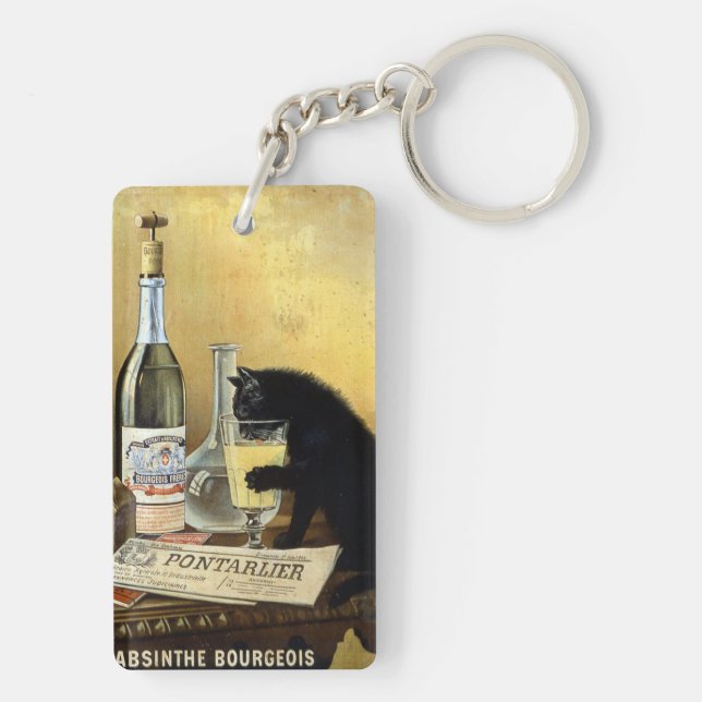 Retro french poster "absinthe bourgeois" key ring (Back)