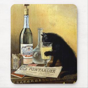 Retro french poster "absinthe bourgeois" mouse pad