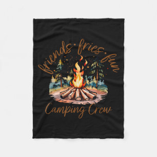 Retro Friends Fires Fun Camping Crew Summer Fleece Blanket