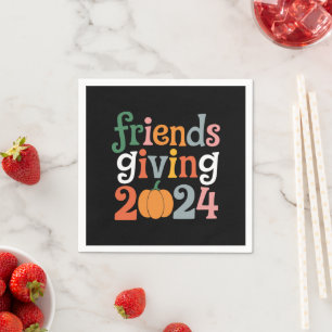 Retro Friends Giving 2024 Thanksgiving Fall Napkin
