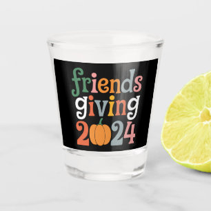 Retro Friends Giving 2024 Thanksgiving Fall Shot Glass