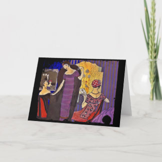 Retro Friends in Powder Room Card